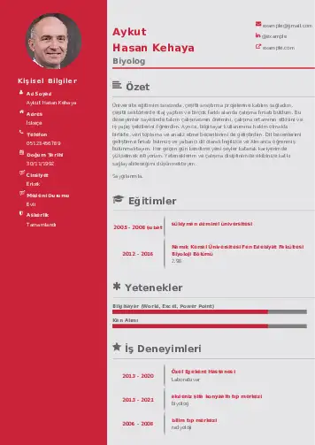 Biyolog CV Örnekleri cv indir